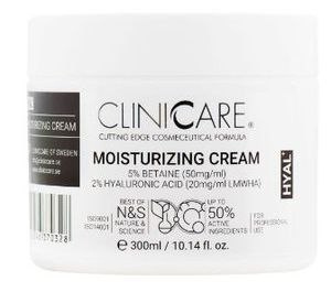 CLINICCARE HYAL+ Moisturizing Cream, Krem nawilżający i redukujący zmarszczki, każda cera, 300 ml CLINICCARE HYAL+ Moisturizing Cream, Krem nawilżający i redukujący zmarszczki, każda cera, 300 ml
